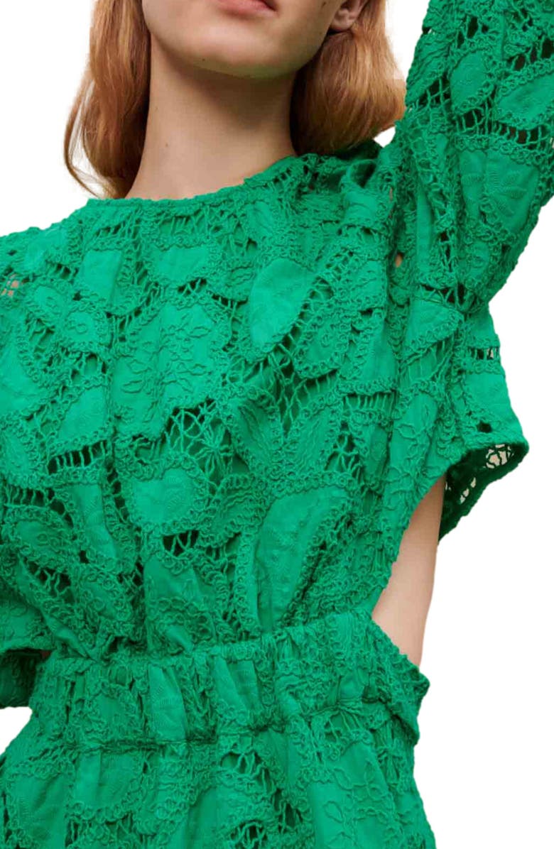maje Rannick Lace Cutout Dress, Alternate, color, Vert