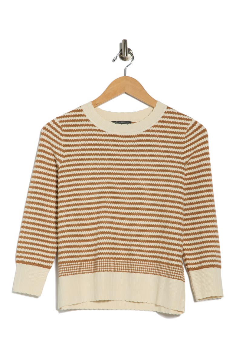 Scalloped Stripe Sweater, Alternate, color, CREAM/ CAMEL