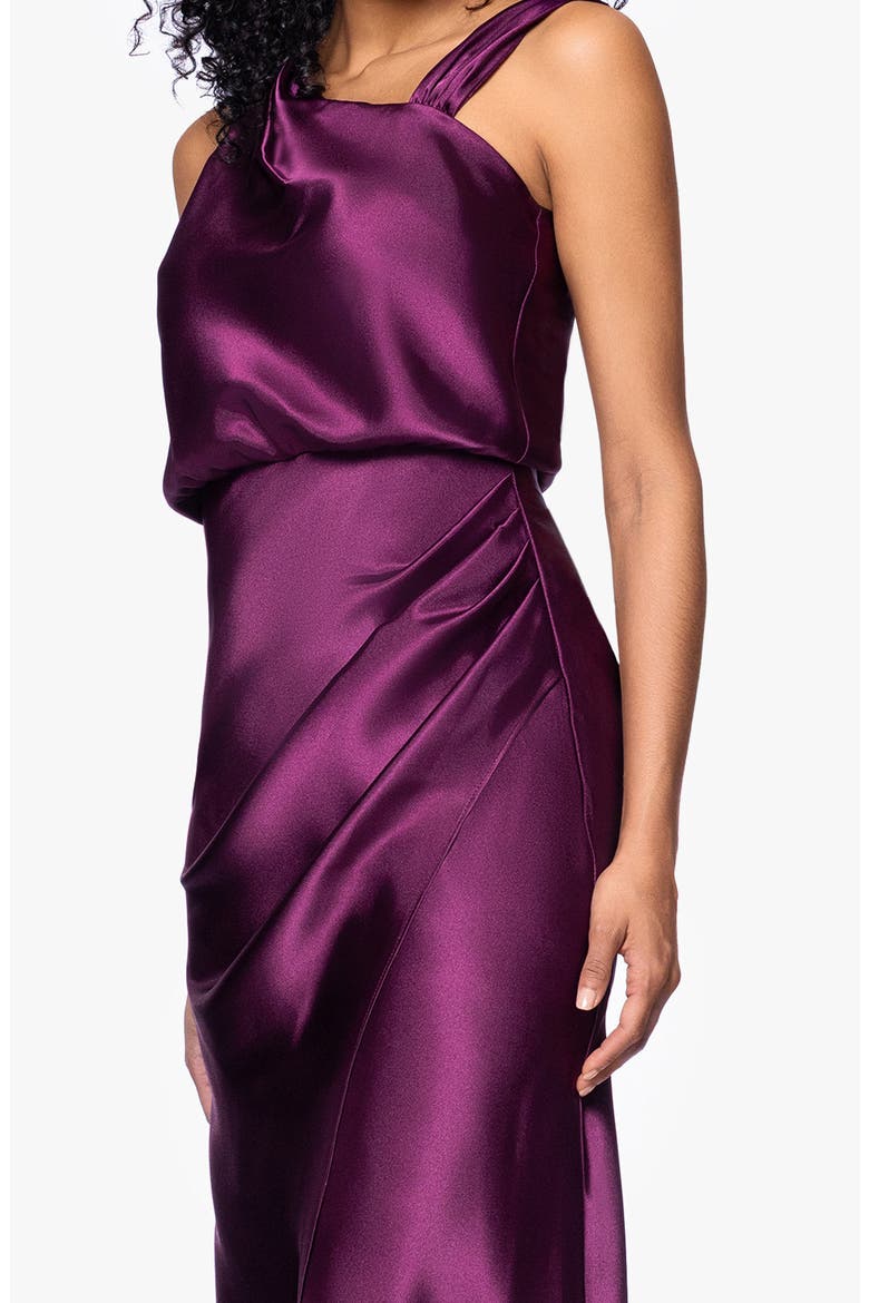 Ruched Charmeuse Trumpet Gown, Alternate, color, PLUM