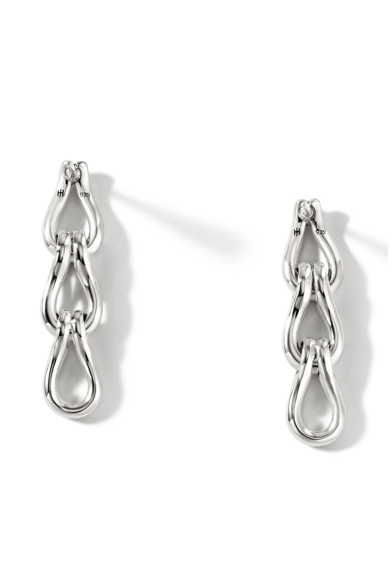 Surf Pavé Diamond Link Drop Earrings, Alternate, color, SILVER