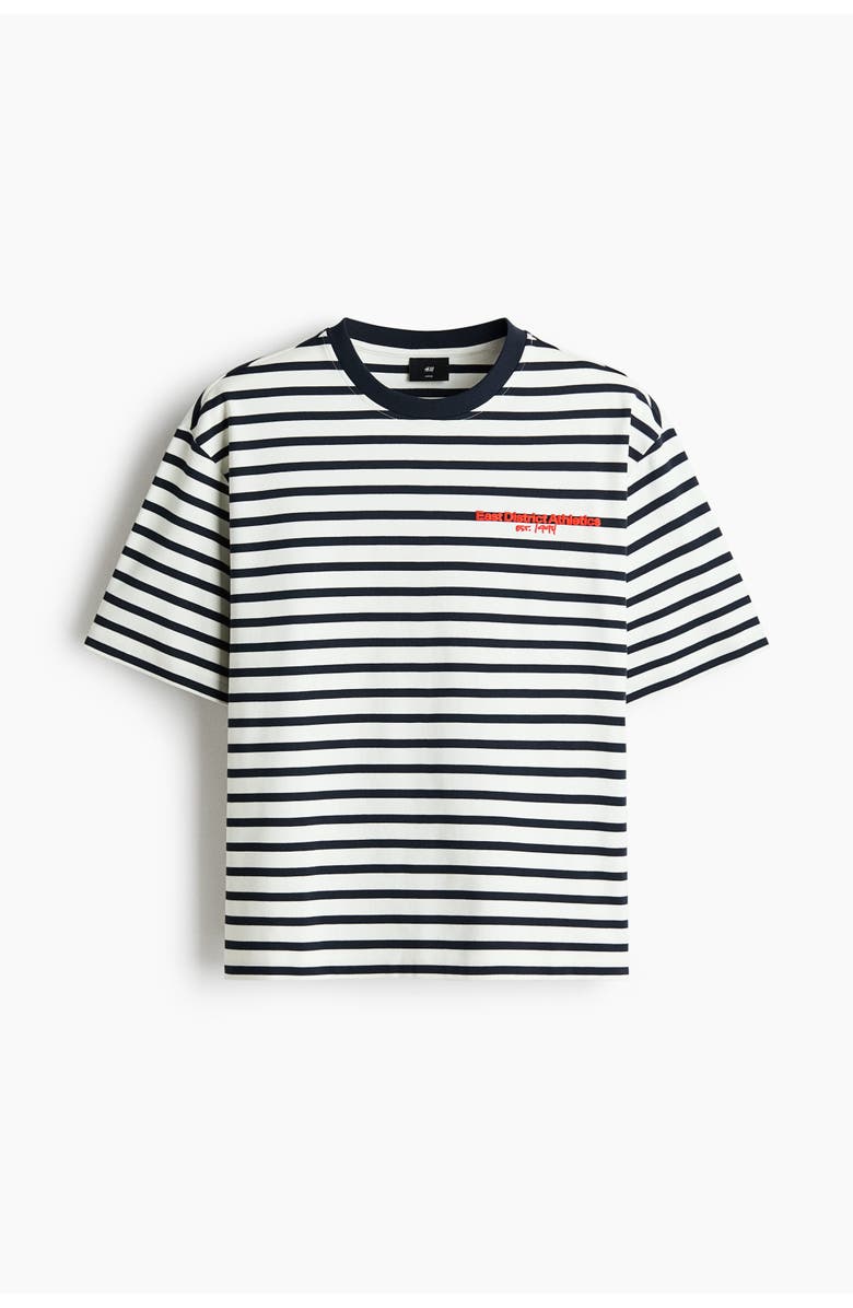H&M Loose Fit Cotton T-shirt, Main, color, White/Striped