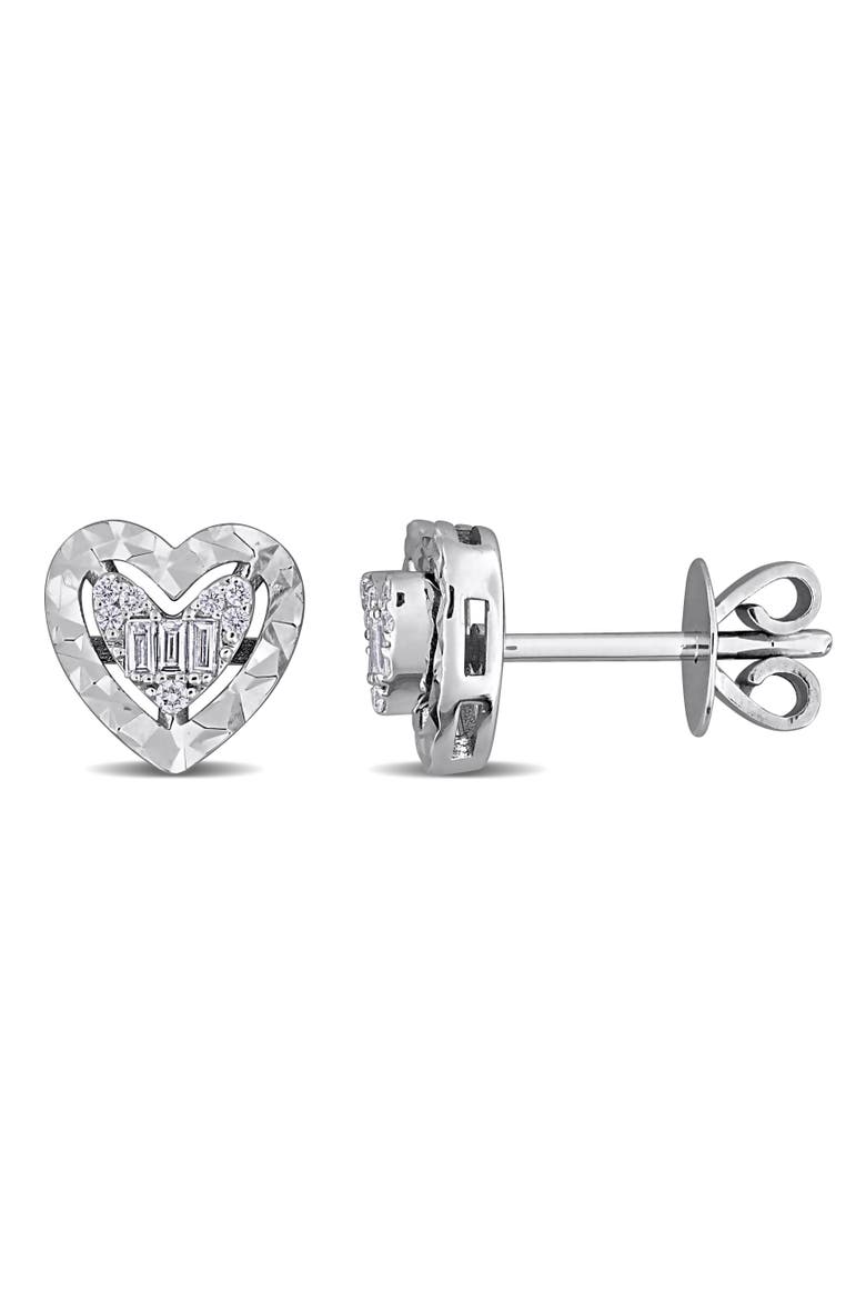 Diamond Heart Stud Earrings 14k White Gold, Main, color, 14k White Gold