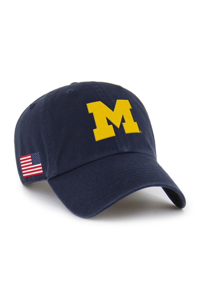 Men's '47 Navy Michigan Wolverines Americana Heritage Clean Up Adjustable Hat, Main, color, Navy
