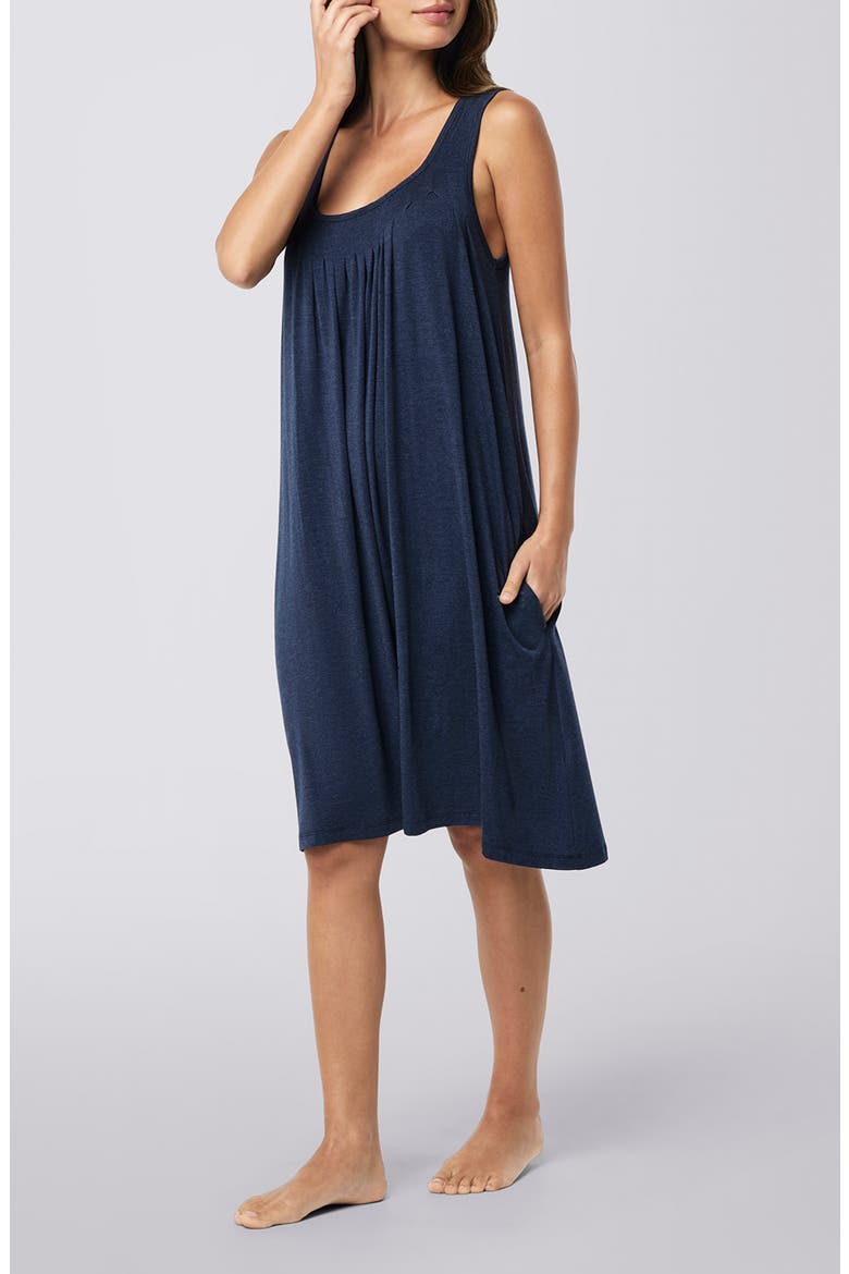 Caty Soft Pleat Nightgown, Alternate, color, NAVY