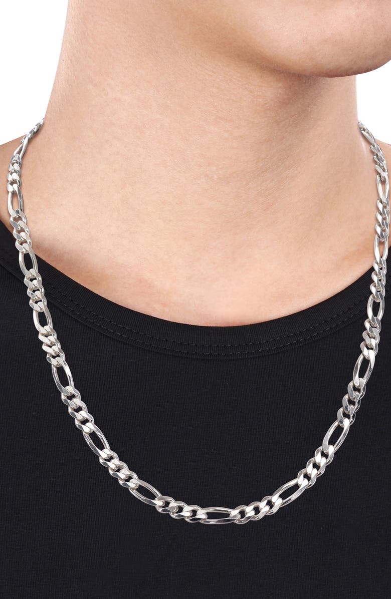 DELMAR Sterling Silver Figaro Chain Link Necklace, Alternate, color,