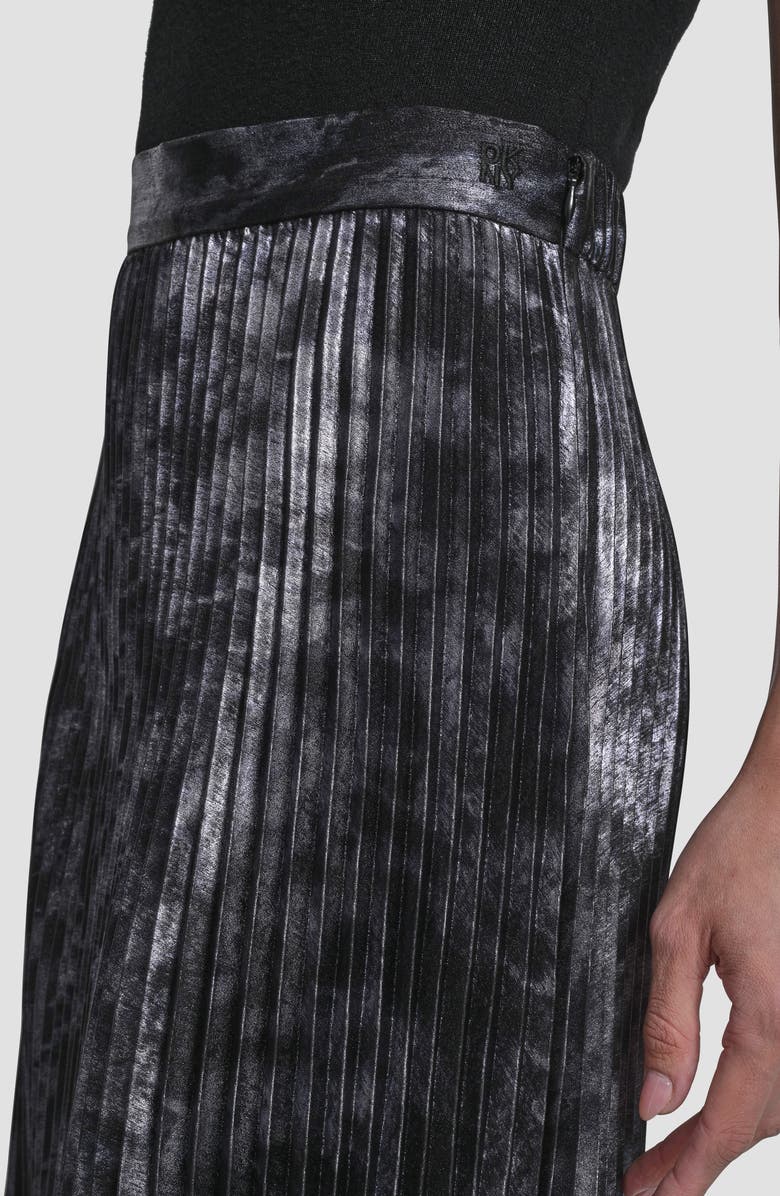 DKNY Metallic Oil Spill Pleated Midi Skirt, Alternate, color, Gunmetal