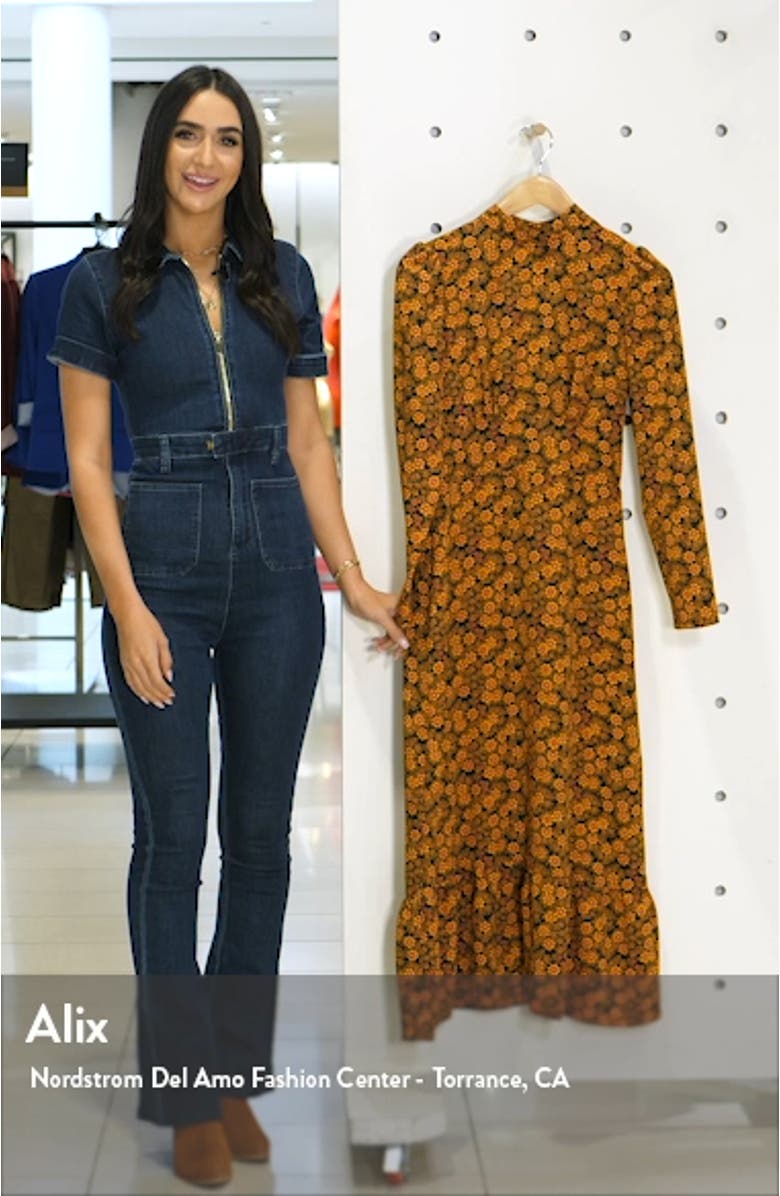 Archive Floral Print Long Sleeve Midi Dress, sales video thumbnail