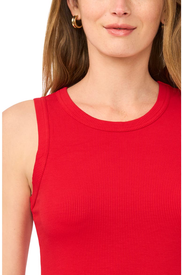 Fitted Ribbed Tank Top, Alternate, color, SALSA
