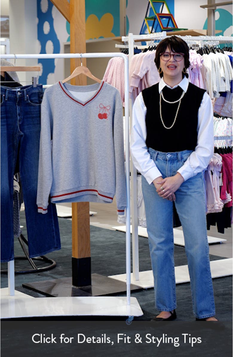 Heart Card Bow Ace V-Neck Sweatshirt, sales video thumbnail