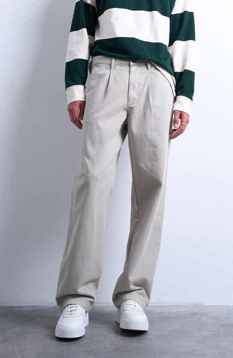 Topman Baggy Fit Pleated Cotton Twill Pants