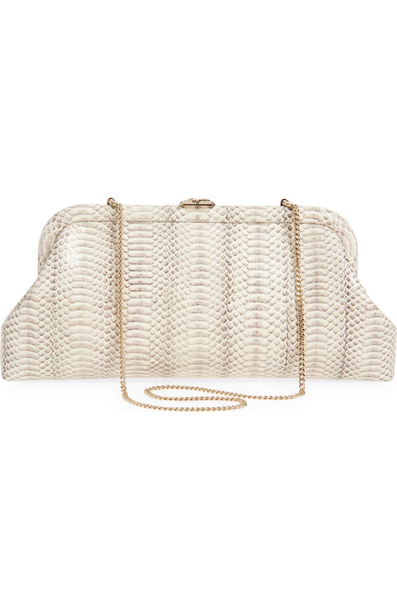 Jimmy Choo Skylar Snakeskin Embossed Leather Clutch, Alternate, color,