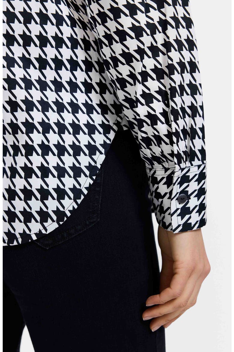 Meghan Houndstooth Cotton Button-Up Shirt, Alternate, color, BLACK/ WHITE