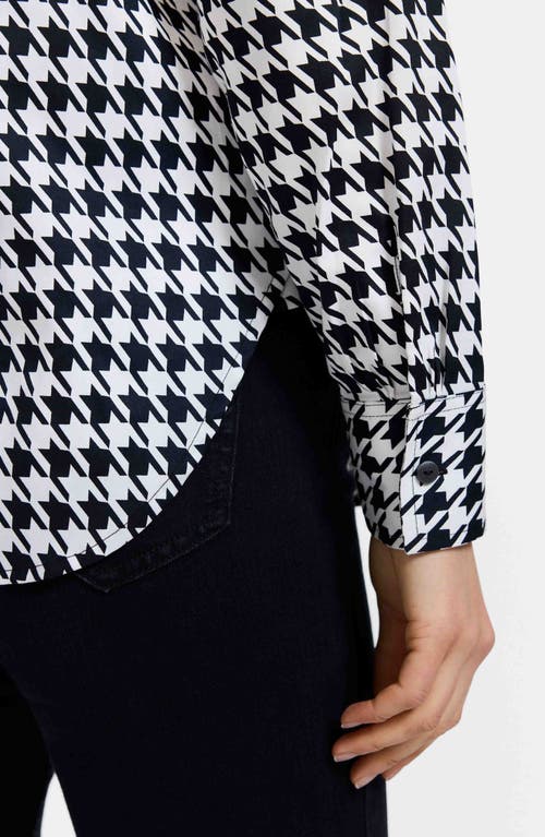 Foxcroft Meghan Houndstooth Cotton Button-up Shirt In Black