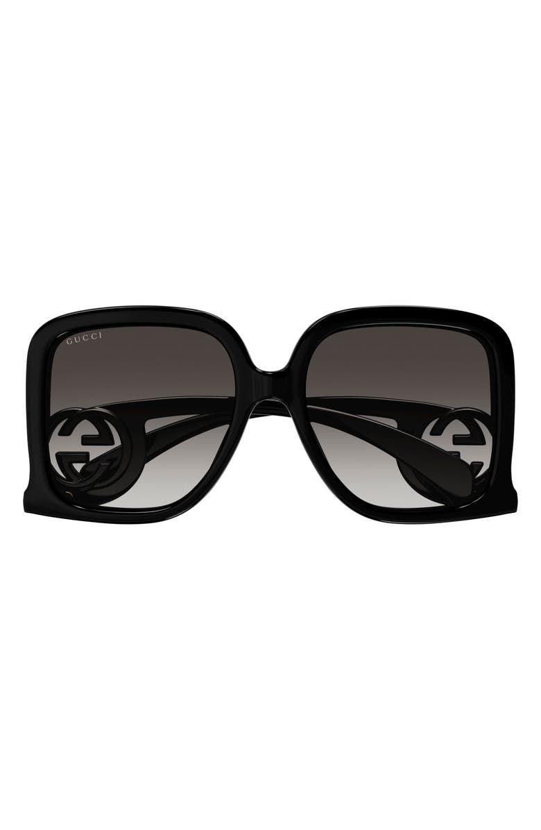 Gucci 58mm Gradient Square Sunglasses, Main, color, Black