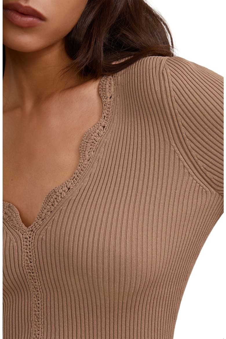 Lara Lace Detail Rib Sweater, Alternate, color, TAUPE NEUTRAL