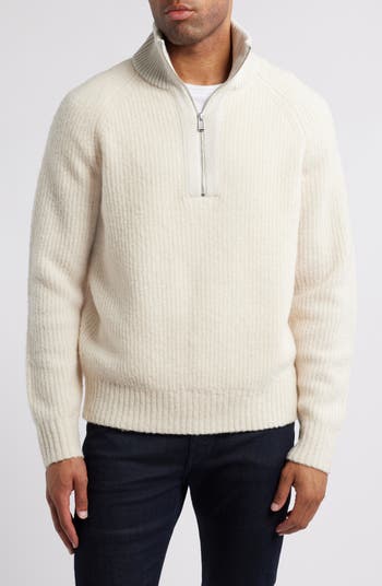 BOSS Ebrezzo Wool Blend Rib Quarter Zip Sweater | Nordstrom