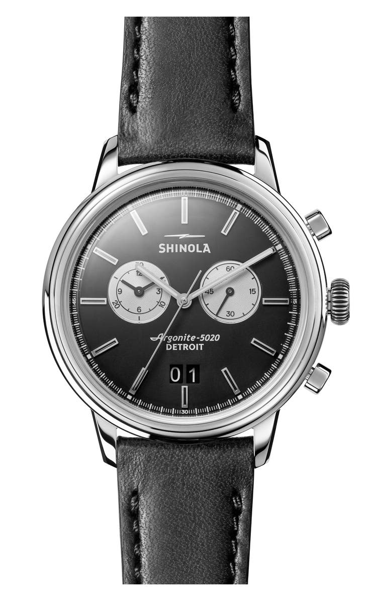 Shinola The Bedrock Chronograph Leather Strap Watch, 42mm, Main, color, 