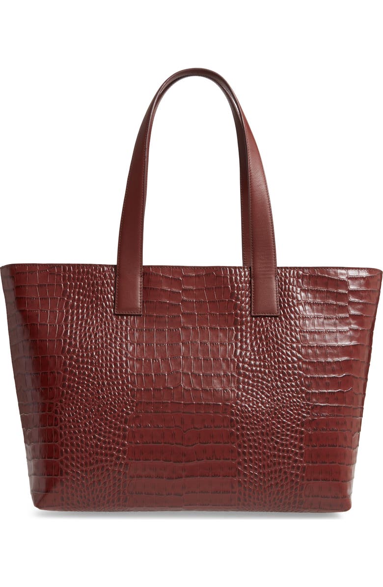Nordstrom Celia Croc Embossed Leather Tote, Main, color,