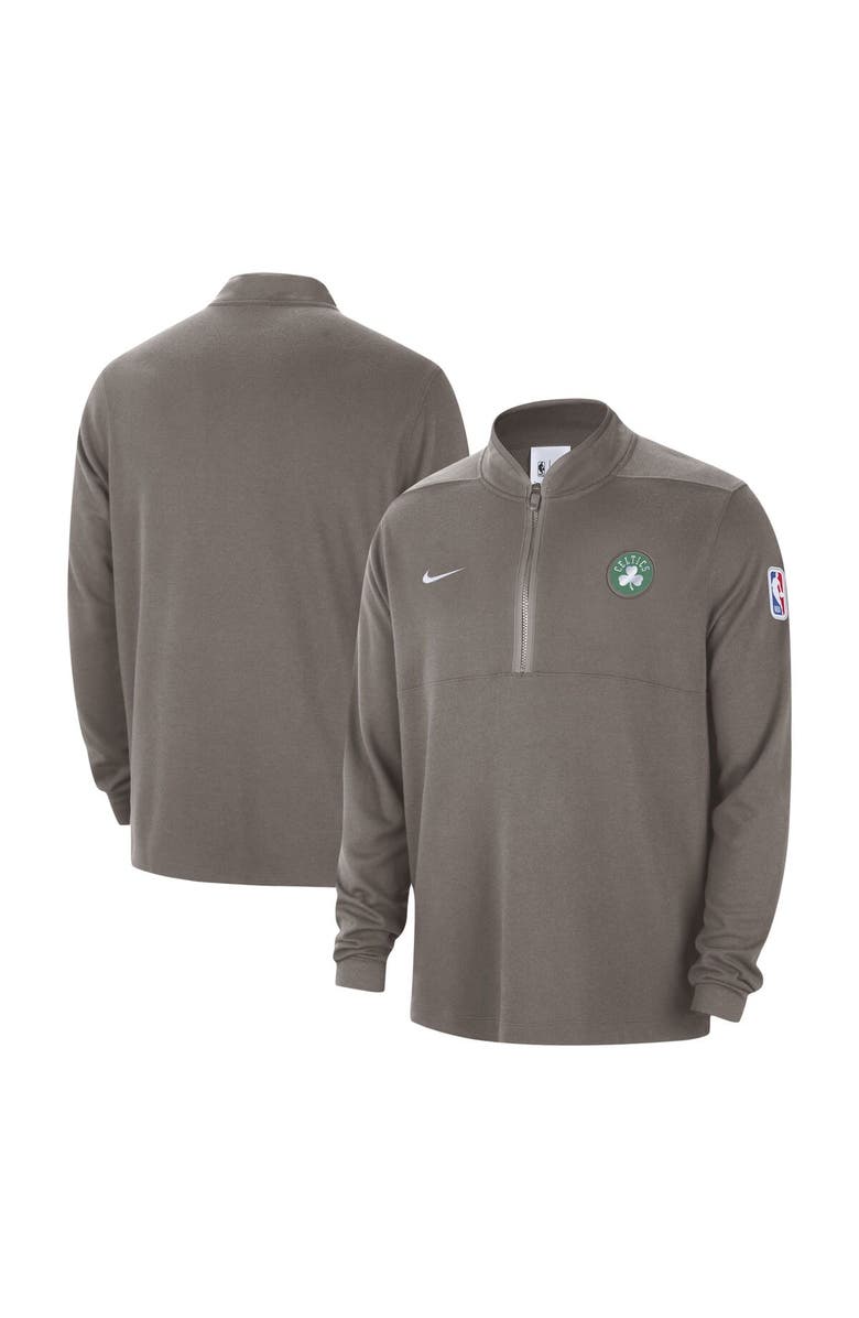 Nike Men's Nike Olive Boston Celtics Authentic Performance Half-Zip Jacket, Main, color, 