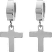STEELTIME Cross Drop Huggie Hoop Earrings