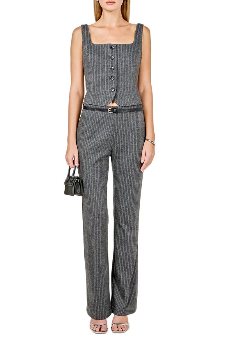 Pinstripe Knit Vest, Alternate, color, GREY