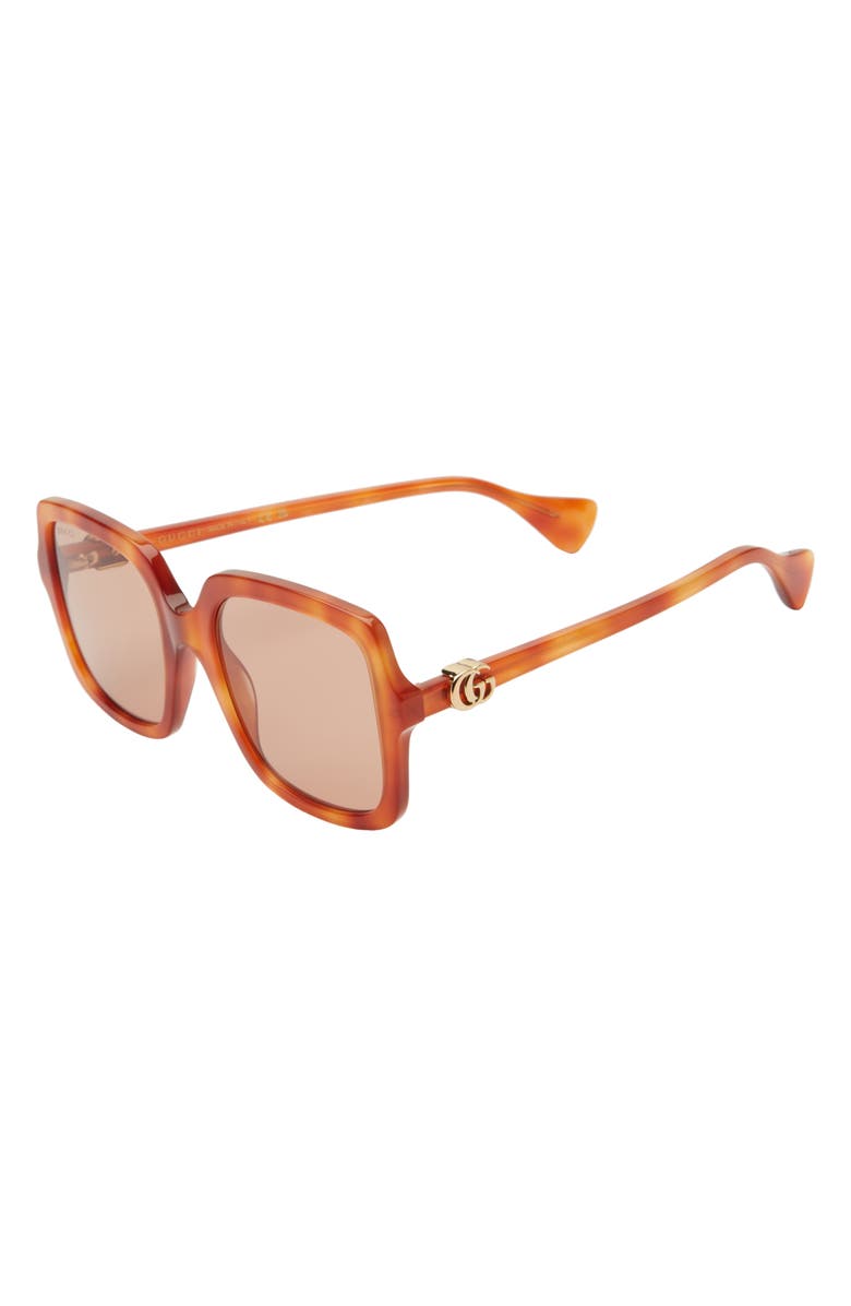 Gucci 54mm Square Sunglasses, Alternate, color, Havana Havana Brown