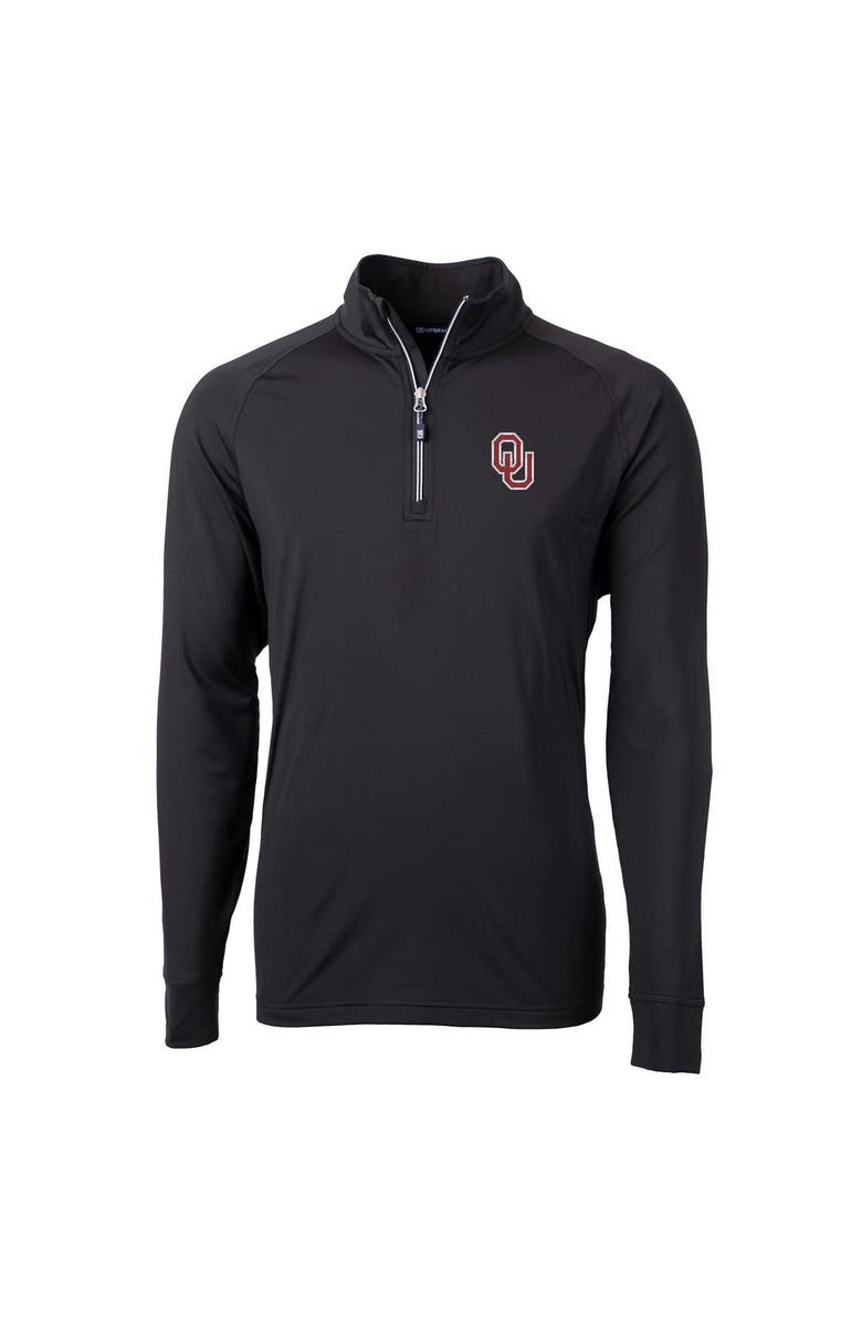 Cutter & Buck Men's Cutter & Buck Black Oklahoma Sooners Adapt Eco Knit Quarter-Zip Pullover Jacket, Main, color, Black