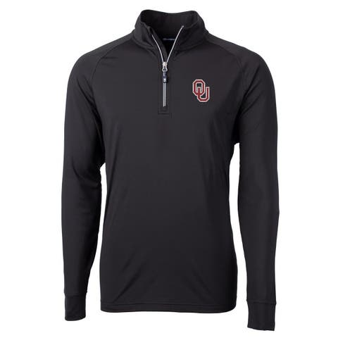 Men's Cutter & Buck Black Oklahoma Sooners Adapt Eco Knit Quarter-Zip Pullover Jacket