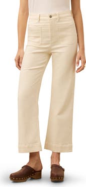 Faherty Patch Pocket High Waist Ankle Wide Leg Stretch Terry Pants