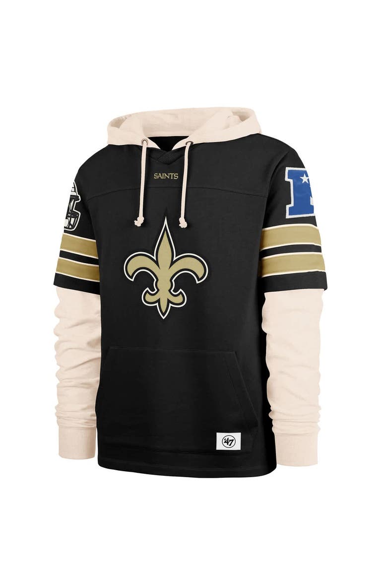 Men's '47  Black New Orleans Saints Split Zone Cornerback Duo Hoodie, Alternate, color, Black