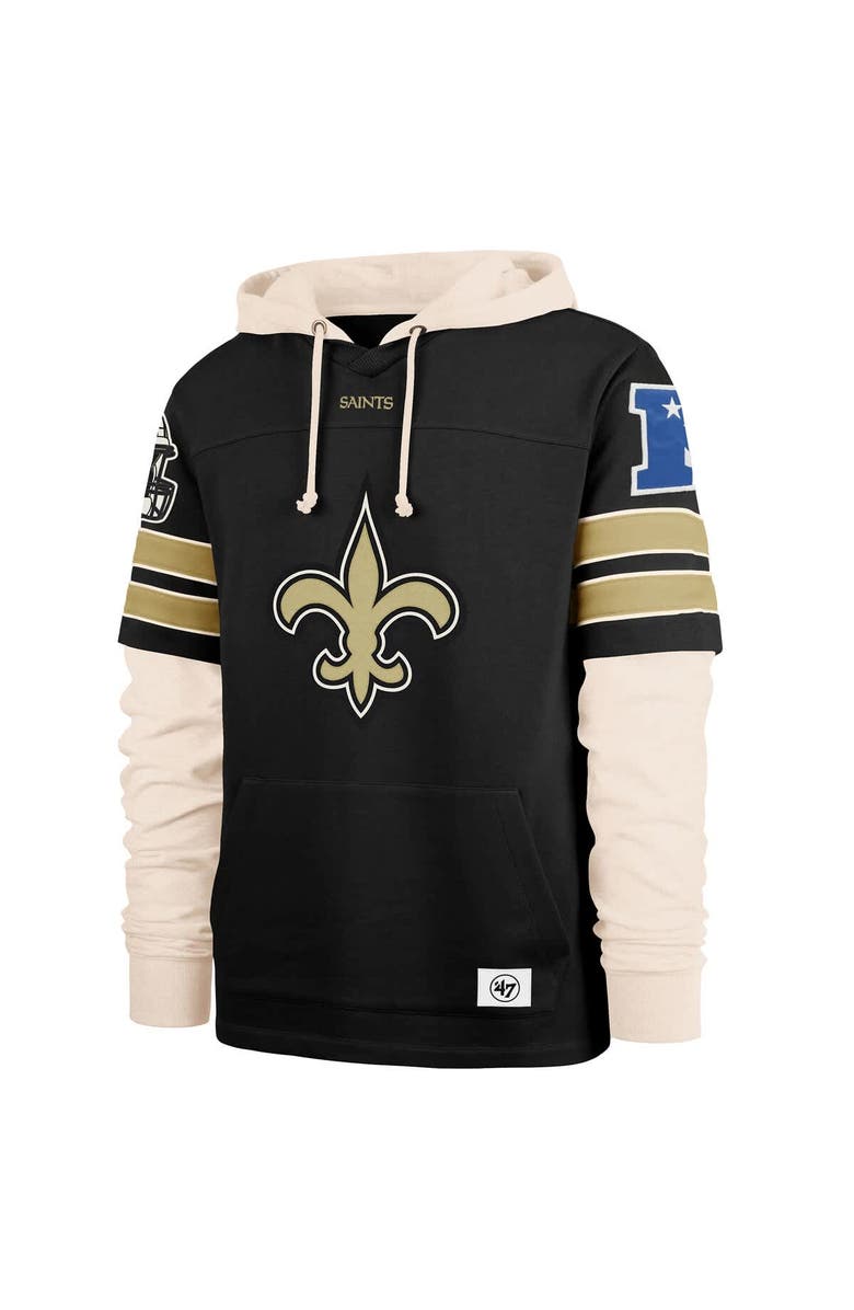 '47 Men's '47  Black New Orleans Saints Split Zone Cornerback Duo Hoodie, Alternate, color, Black