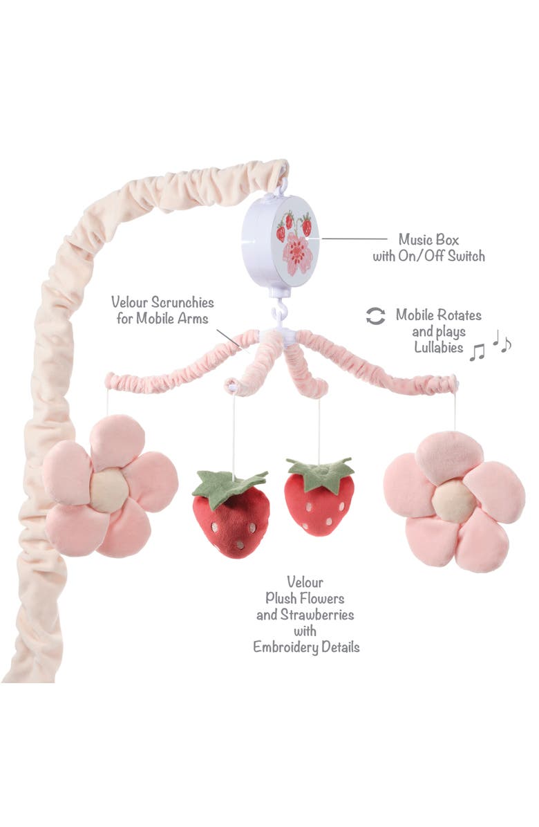 Bedtime Originals Flower Power Strawberry Musical Baby Crib Mobile Soother Toy, Alternate, color, Pink