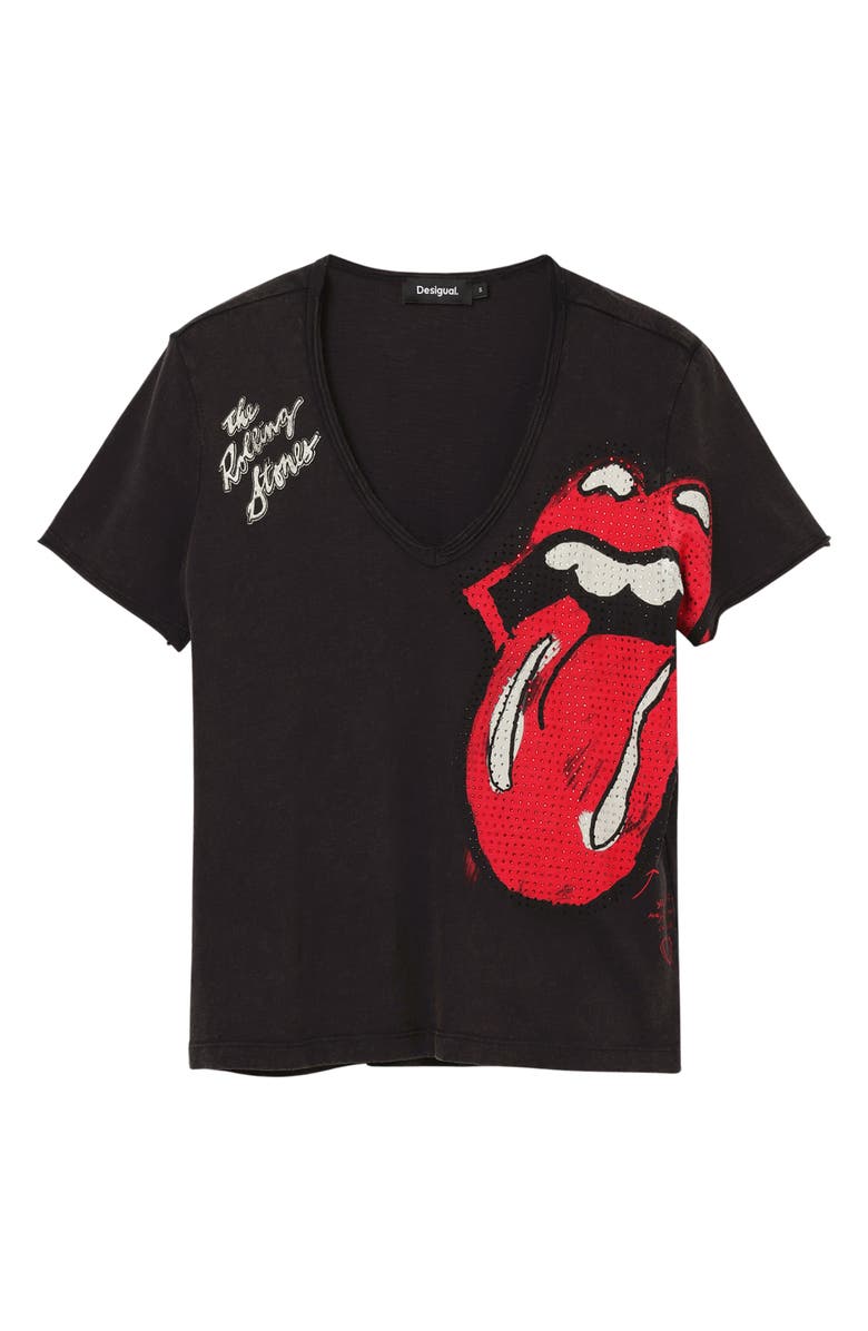 Desigual The Rolling Stones Rhinestone T-Shirt, Alternate, color, 