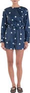 English Factory Polka Dot Long Sleeve Satin Romper