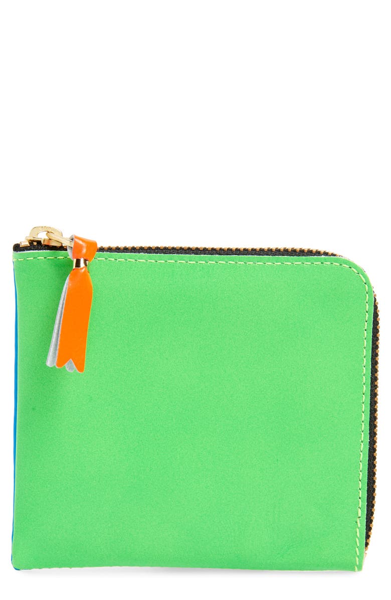 Comme des Garçons Wallets Super Fluo Half Zip Wallet, Main, color, Blue/Green