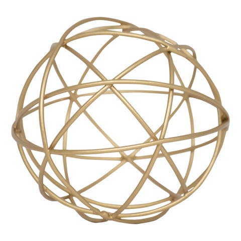 4" Doreen Small Decorative Abstract Themed Tabletop Brass Metal Accent Sphere Figurine