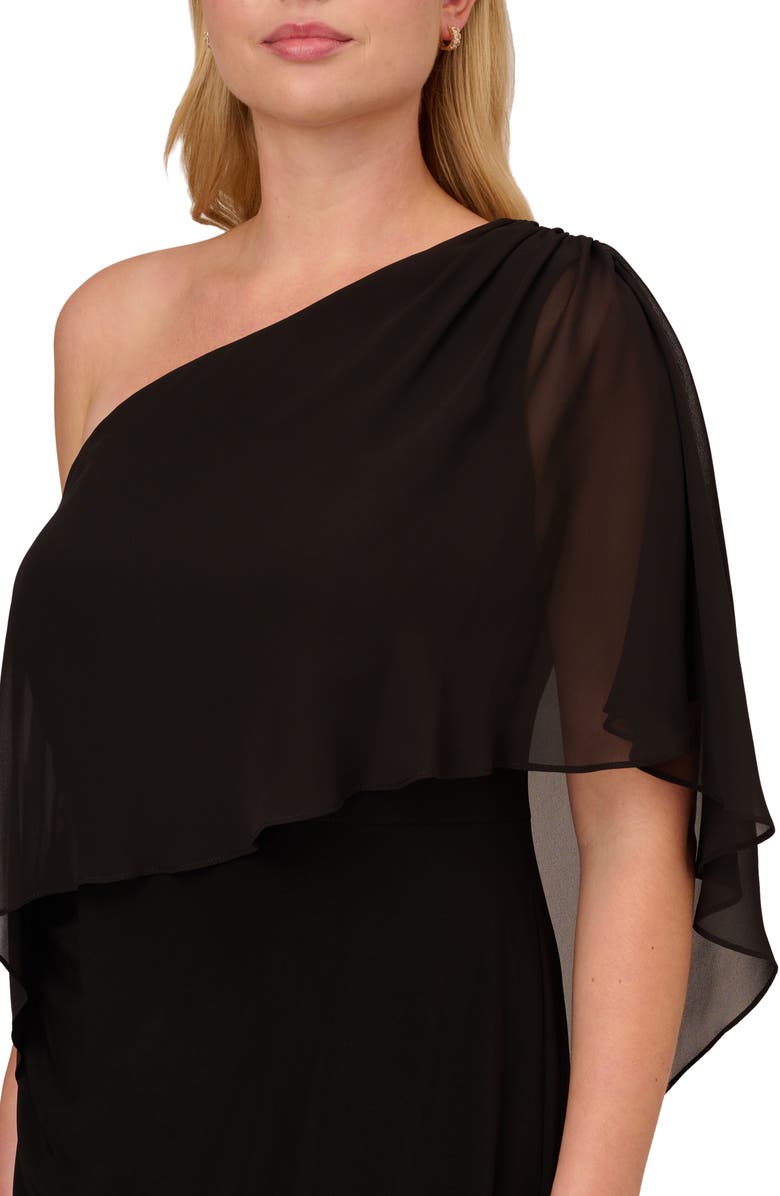 Adrianna Papell Chiffon & Jersey One-Shoulder Cocktail Dress, Alternate, color, 