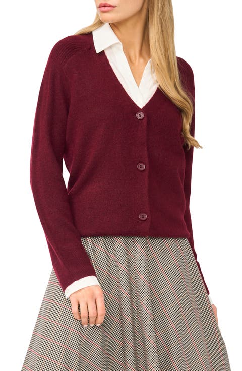 Mixed Media Twofer V-Neck Cardigan