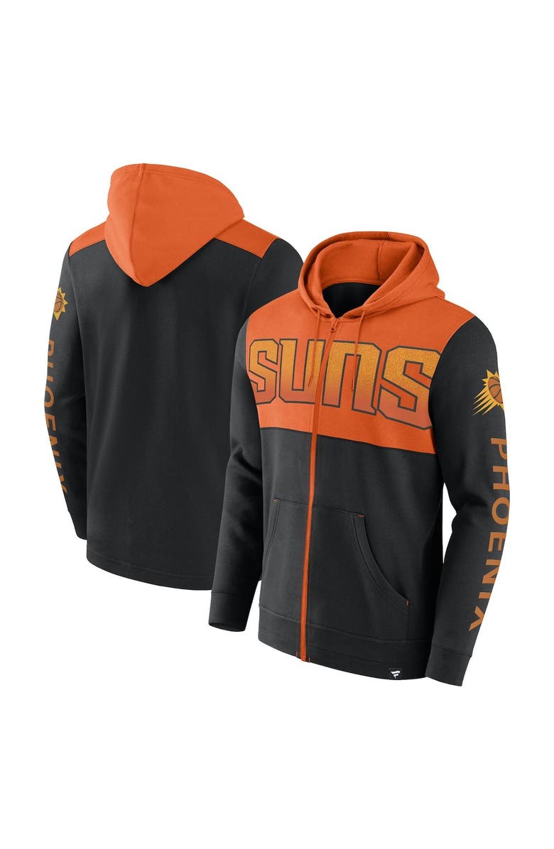 FANATICS Men's Fanatics Branded Black/Orange Phoenix Suns Skyhook Colorblock Full-Zip Hoodie, Main, color, Black