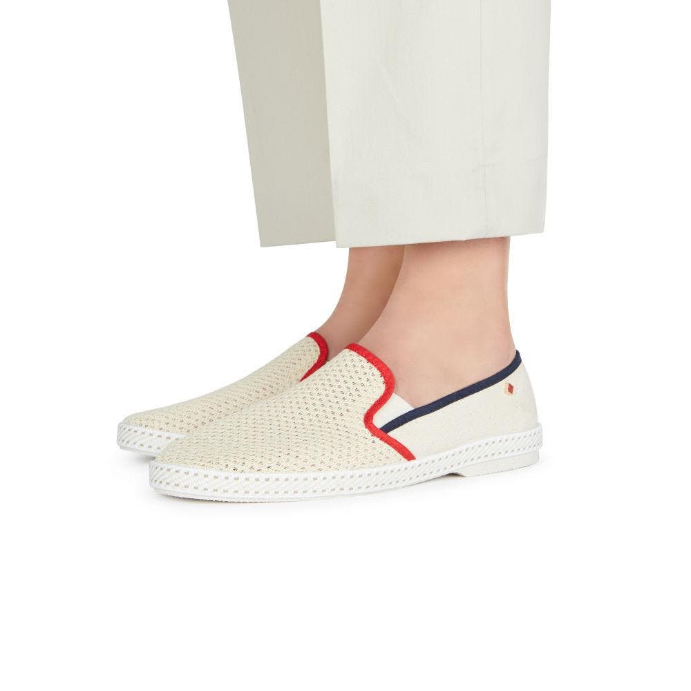 Classic Canvas & Mesh Slip-On Loafer, Alternate, color, Cream/ Contrast