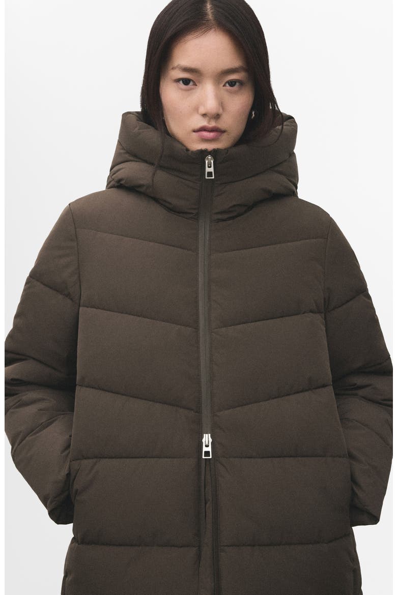 Water Repellent Hooded Puffer Coat, Alternate, color, BROWN