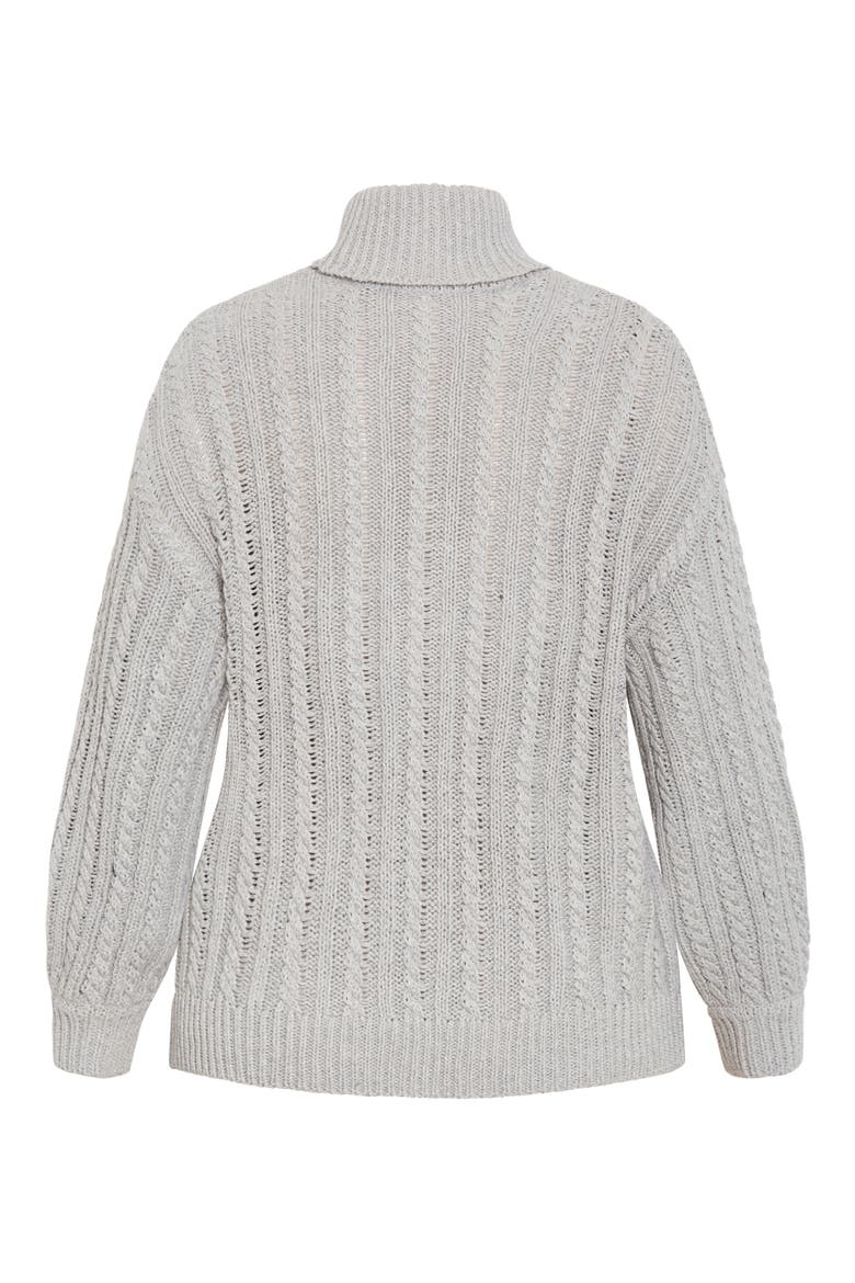 Avah Cable Stitch Turtleneck Sweater, Alternate, color, SILVER MARL