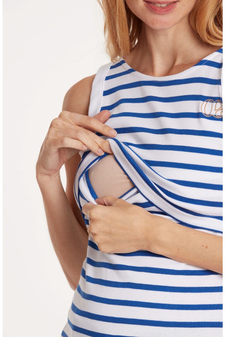 Carnac Maternity/Nursing Tank Top, Alternate, color, WHITE/ BLUE