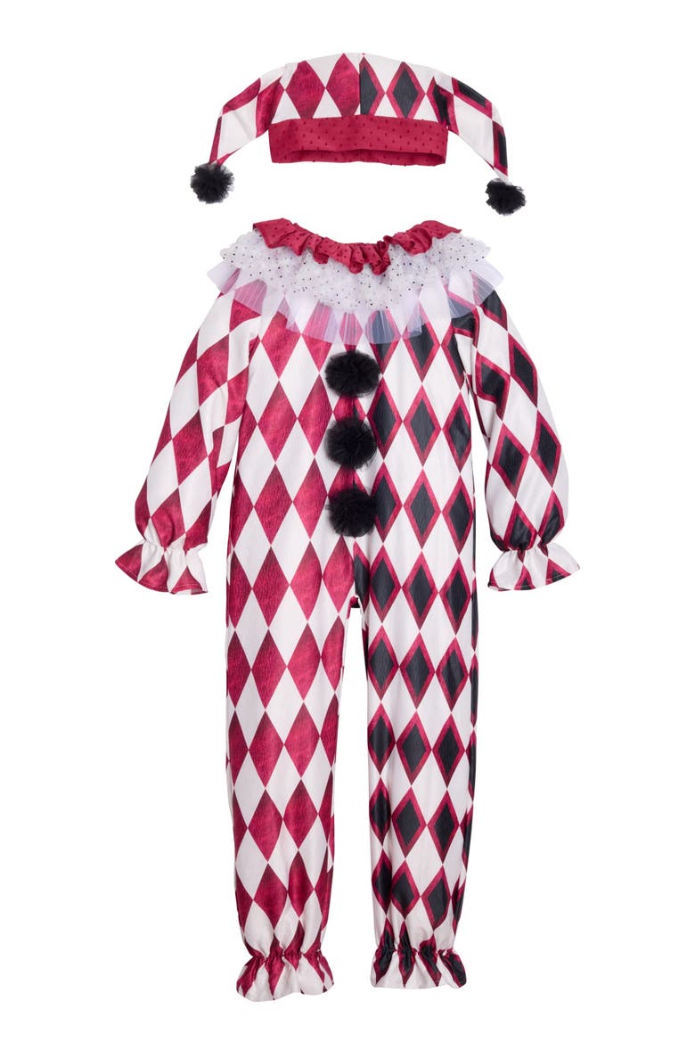 Harlequin Jumpsuit Costume for Kids, Alternate, color, Black & White