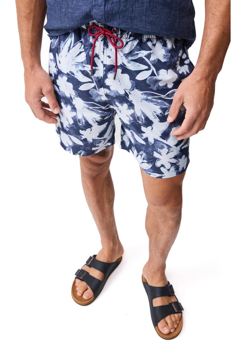 Hardinge Abstract Floral Swim Trunks, Alternate, color, INDIGO