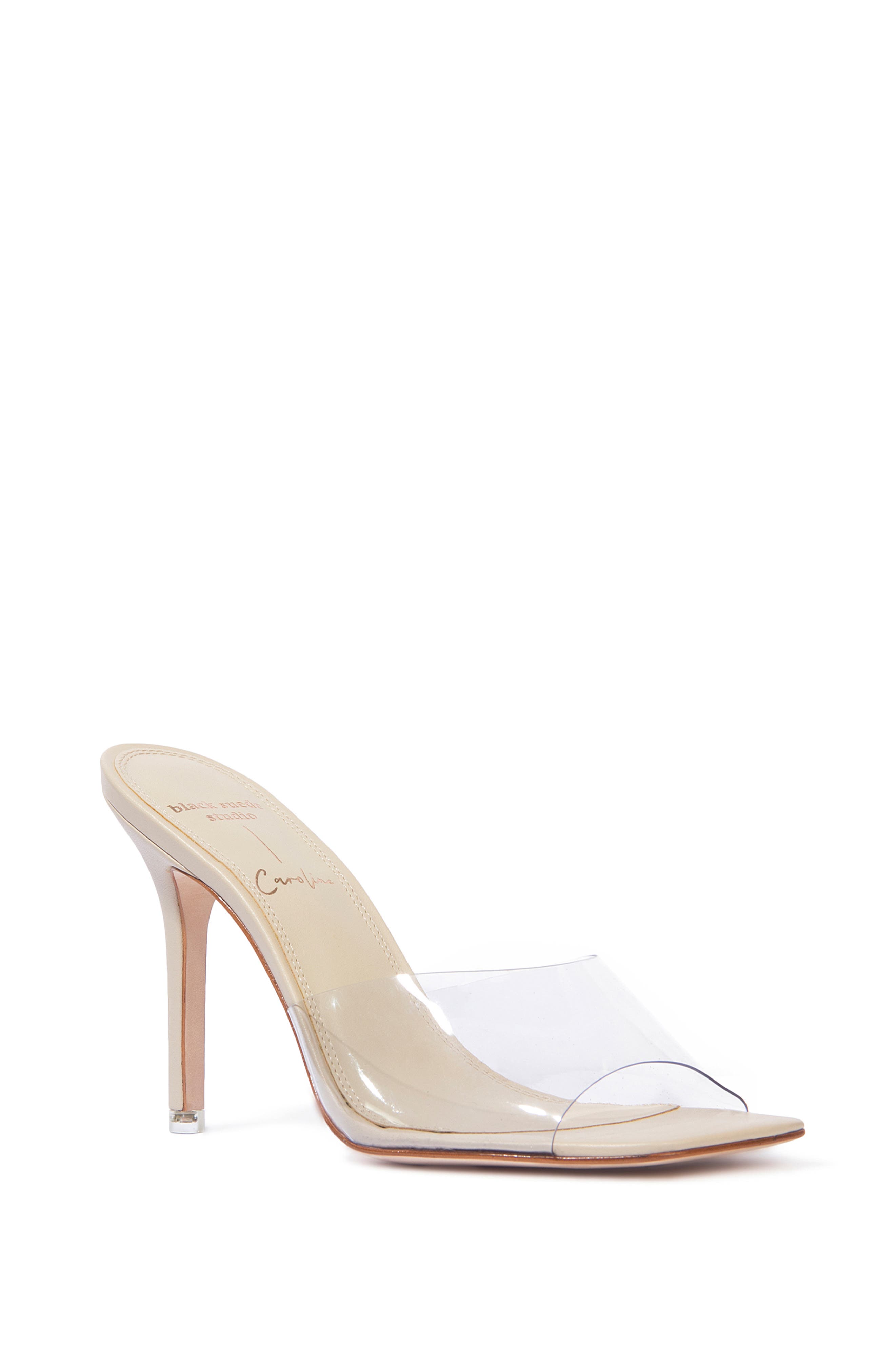 Stiletto Sandal, Main, color, COCONUT LEATHER/CLEAR PVC