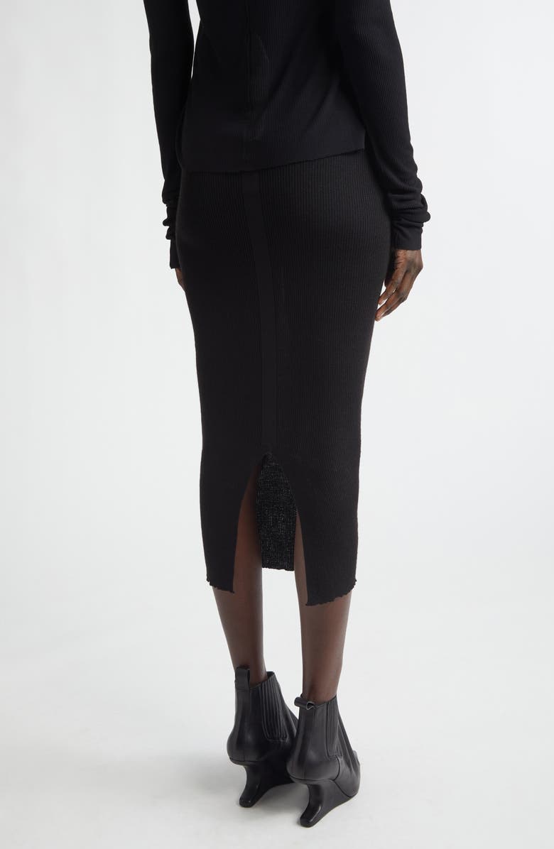 Rick Owens Rib Virgin Wool Blend Skirt, Alternate, color, Black