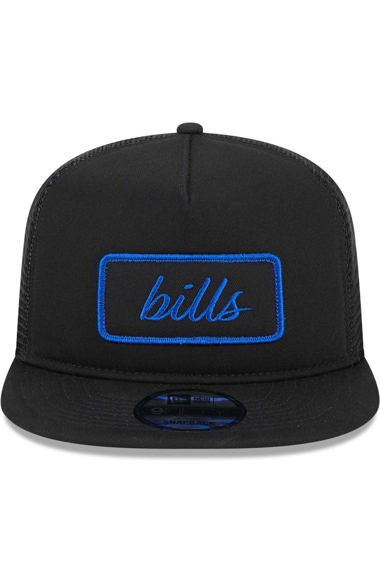 New Era Men's New Era Black Buffalo Bills Forum Trucker 9FIFTY Snapback Hat, Alternate, color,