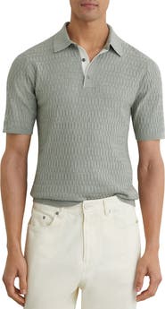 Reiss Era Basket Weave Knit Polo Sweater