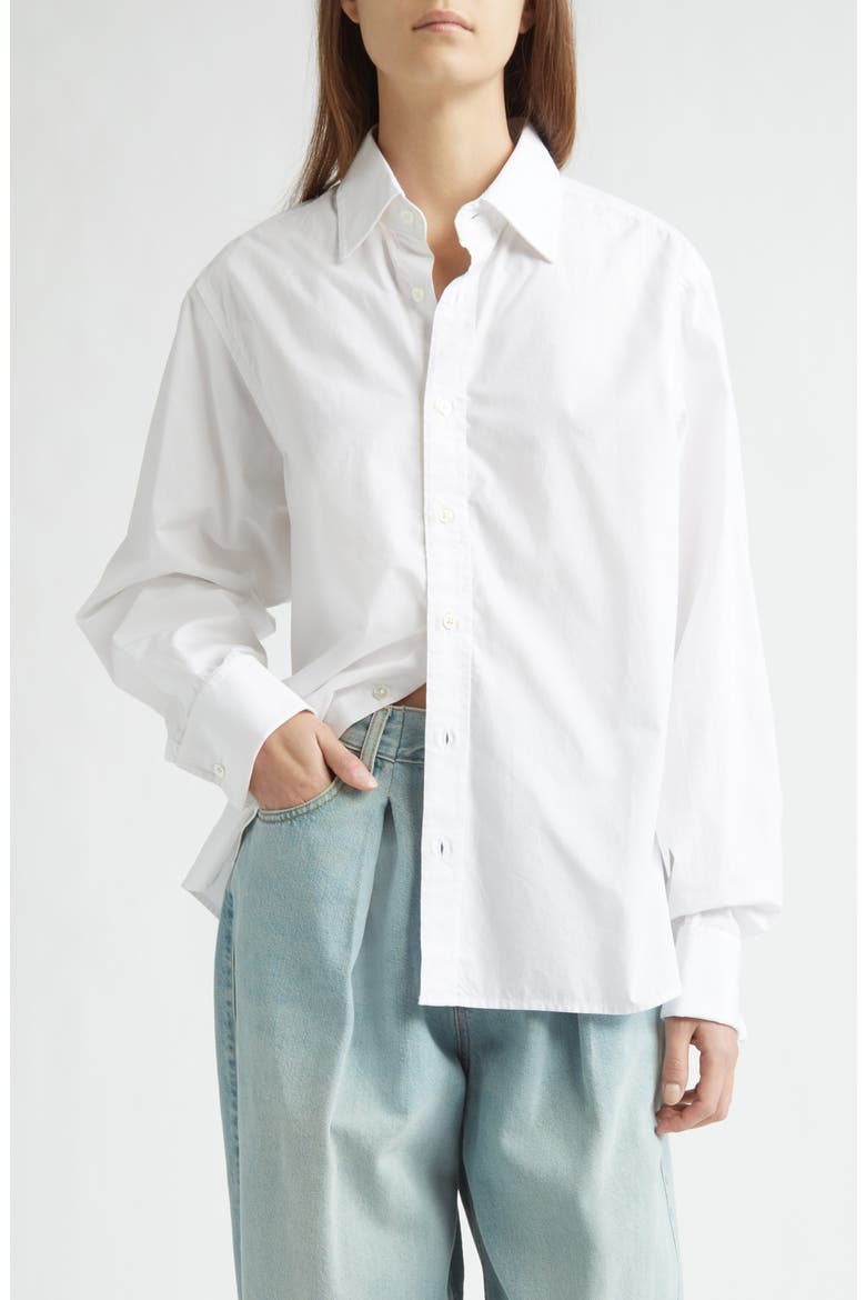 Jeff's Cotton Poplin Button-Up Shirt, Main, color, SOLID WHITE